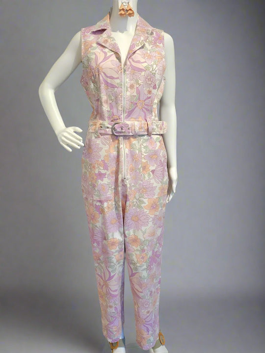 73979 - Floral Woven Twill Jumpsuit-06-Dresses/Jumpsuits-Aslan Rose-Krista Anne's Boutique, Women's Fashion and Accessories Located in Oklahoma City, OK and Black Mountain, NC