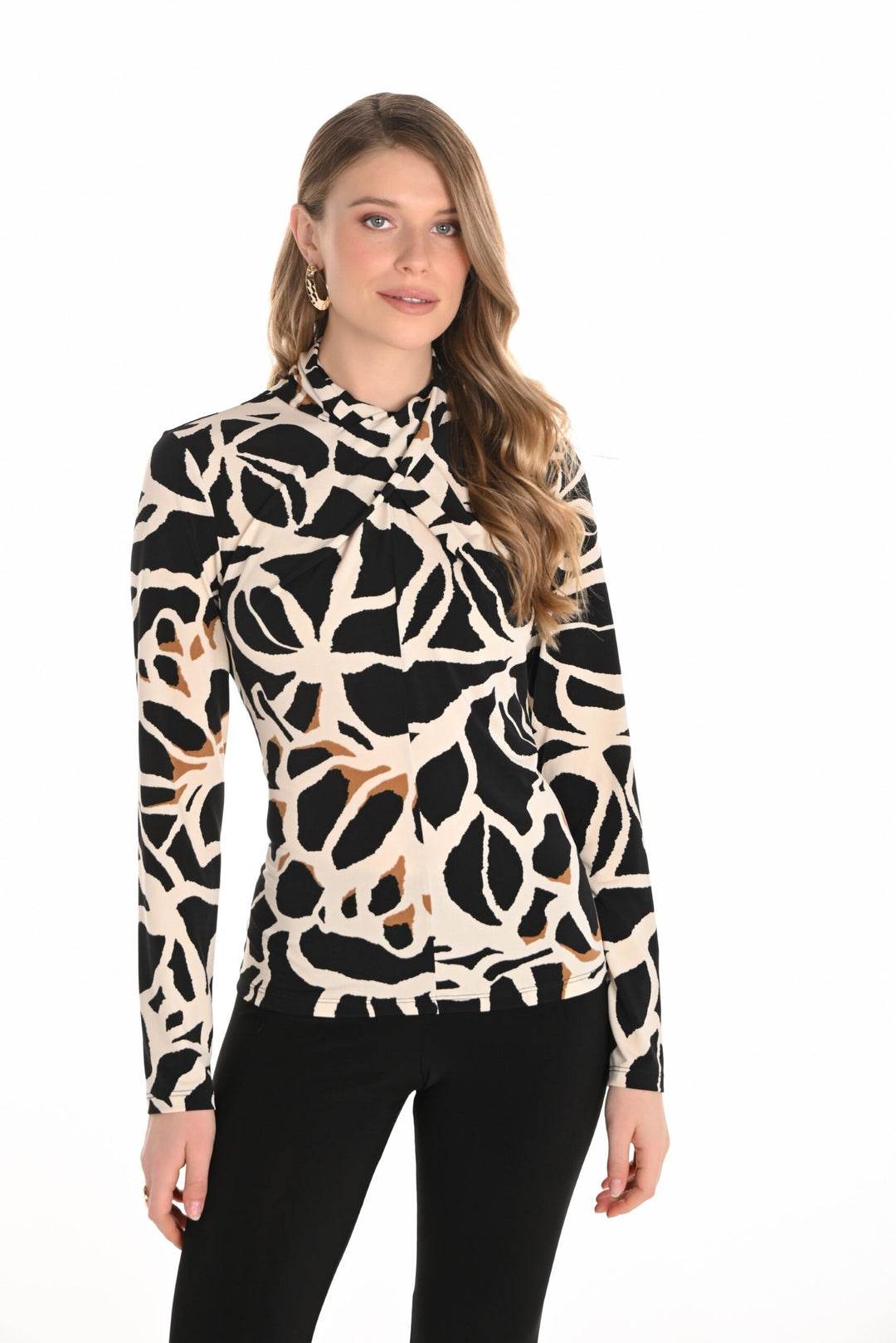 253141 - Abstract Print Top-02-Tops/Blouses-Frank Lyman-Krista Anne's Boutique, Women's Fashion and Accessories Located in Oklahoma City, OK and Black Mountain, NC