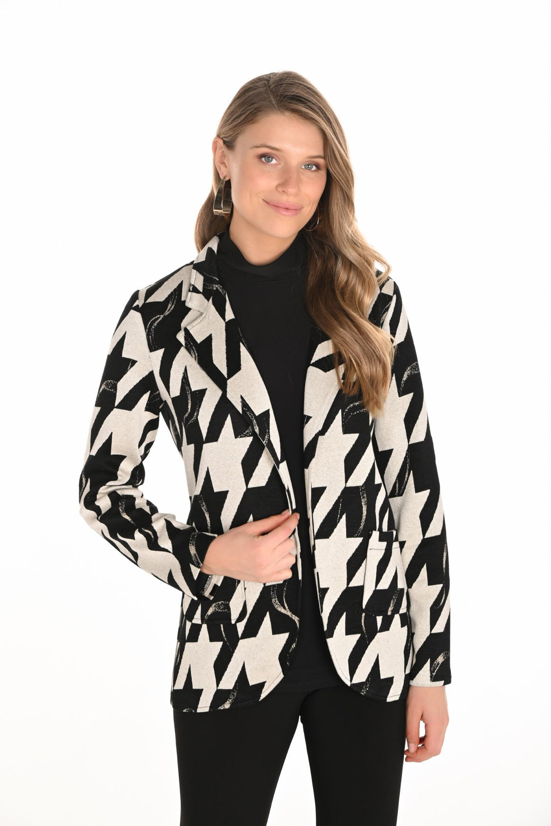 253280 - Houndstooth Jacket-01-Jackets/Blazers-Frank Lyman-Krista Anne's Boutique, Women's Fashion and Accessories Located in Oklahoma City, OK and Black Mountain, NC