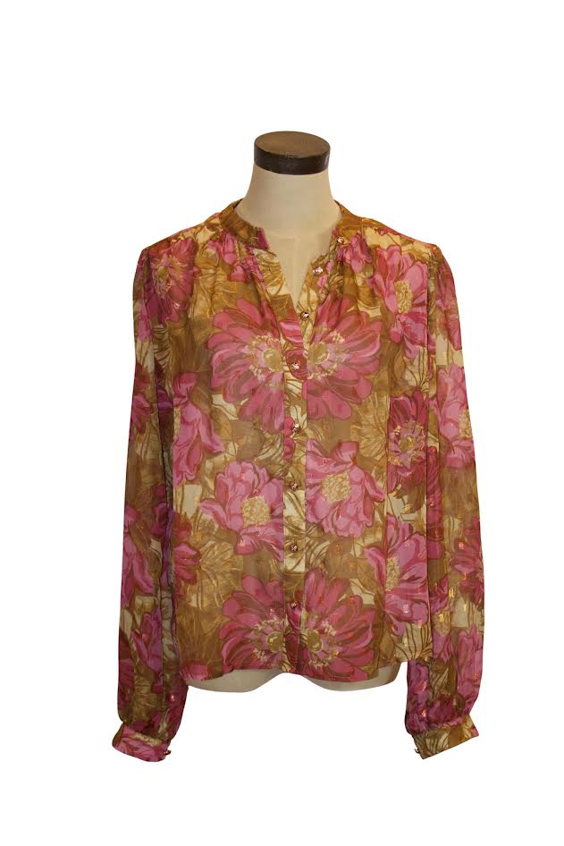 IT13898 - Gilded Floral Blouse-02-Tops/Blouses-Aslan Rose-Krista Anne's Boutique, Women's Fashion and Accessories Located in Oklahoma City, OK and Black Mountain, NC