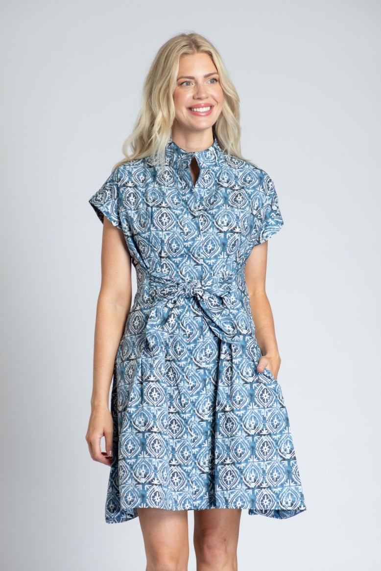 T25P/A-506D/CT - Short Sleeve Shirt Dress w/ Self Tie-06-Dresses/Jumpsuits-Apny Apparel Inc-Krista Anne's Boutique, Women's Fashion and Accessories Located in Oklahoma City, OK and Black Mountain, NC