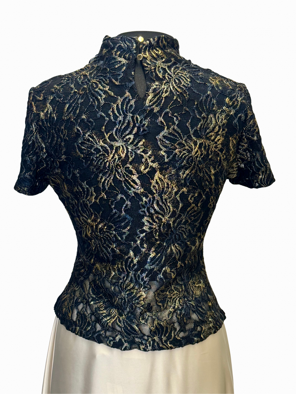 254321 - Mock Neck Short Sleeve Lace Top-02-Tops/Blouses-Frank Lyman-Krista Anne's Boutique, Women's Fashion and Accessories Located in Oklahoma City, OK and Black Mountain, NC