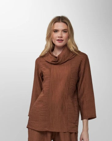 CR28 - Crinkle Cowl Neck Tunic-02-Tops/Blouses-Toofan-Krista Anne's Boutique, Women's Fashion and Accessories Located in Oklahoma City, OK and Black Mountain, NC