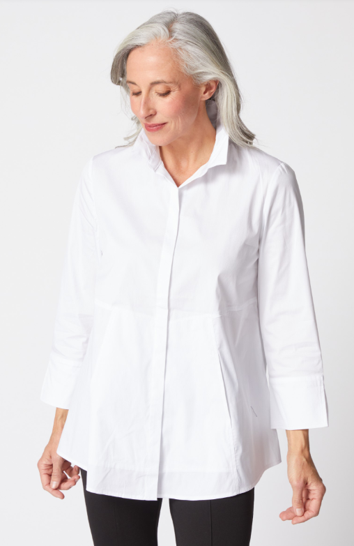 15019 - Perfect Travel Hidden Placket Shirt-02-Tops/Blouses-Habitat-Krista Anne's Boutique, Women's Fashion and Accessories Located in Oklahoma City, OK and Black Mountain, NC