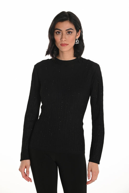253707 - Midnight Spark Knit Top-02-Tops/Blouses-Frank Lyman-Krista Anne's Boutique, Women's Fashion and Accessories Located in Oklahoma City, OK and Black Mountain, NC