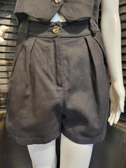 EPA60774Y - High-Waisted Cotton Shorts-04-Bottoms-Aslan Rose-Krista Anne's Boutique, Women's Fashion and Accessories Located in Oklahoma City, OK and Black Mountain, NC