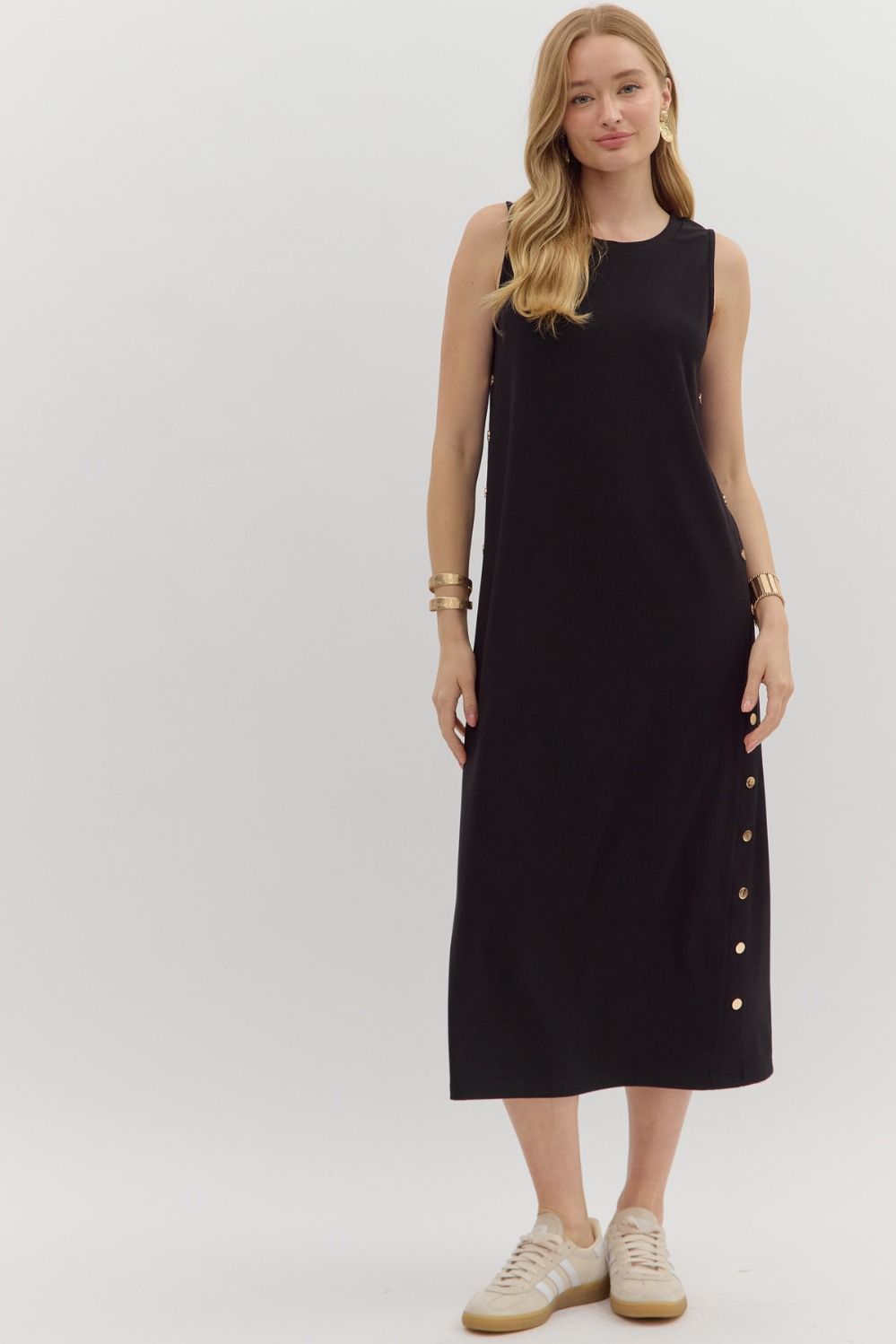 D26944 - Gold Accent Maxi Dress-06-Dresses/Jumpsuits-Aslan Rose-Krista Anne's Boutique, Women's Fashion and Accessories Located in Oklahoma City, OK and Black Mountain, NC