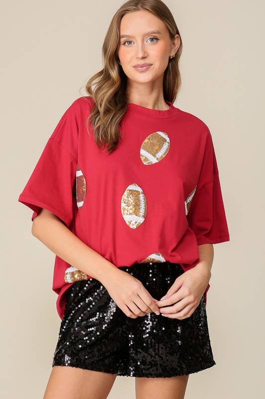 10624 - Game Day Dazzling Football T-Shirt-03-Tees/Tanks-Vanilla Monkey-Krista Anne's Boutique, Women's Fashion and Accessories Located in Oklahoma City, OK and Black Mountain, NC