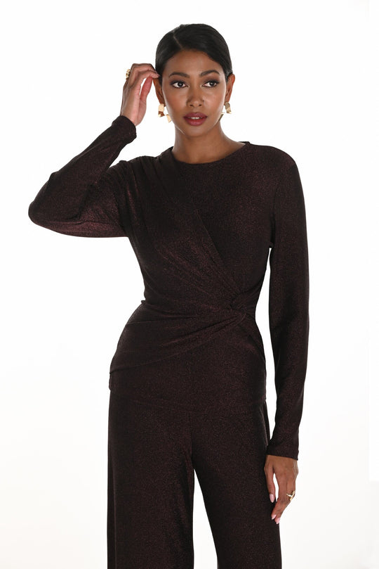 259296 - Shimmer Twist Waist Top-02-Tops/Blouses-Frank Lyman-Krista Anne's Boutique, Women's Fashion and Accessories Located in Oklahoma City, OK and Black Mountain, NC