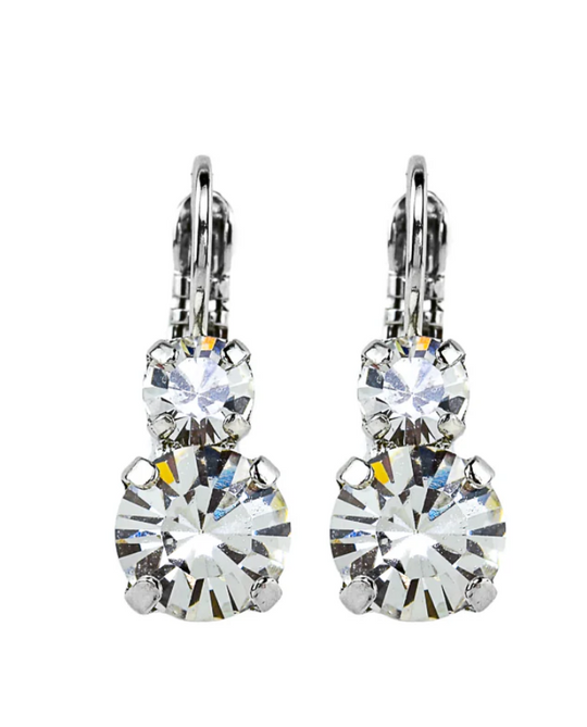 E-1190-001 - Medium Double Stone Leverback Earrings-10-Jewelry-Mariana-Krista Anne's Boutique, Women's Fashion and Accessories Located in Oklahoma City, OK and Black Mountain, NC