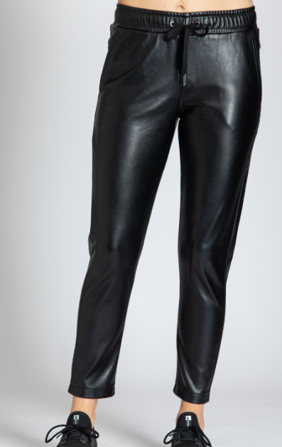 K127 - Vegan Leather Jogger-4-Bottoms-Apny Apparel Inc-Krista Anne's Boutique, Women's Fashion and Accessories Located in Oklahoma City, OK