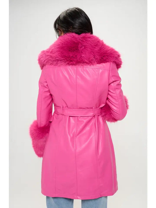 L414L1 - Emberlong Vegan Leather Coat-07-Coats/Outerwear-LA Coalition-Krista Anne's Boutique, Women's Fashion and Accessories Located in Oklahoma City, OK and Black Mountain, NC