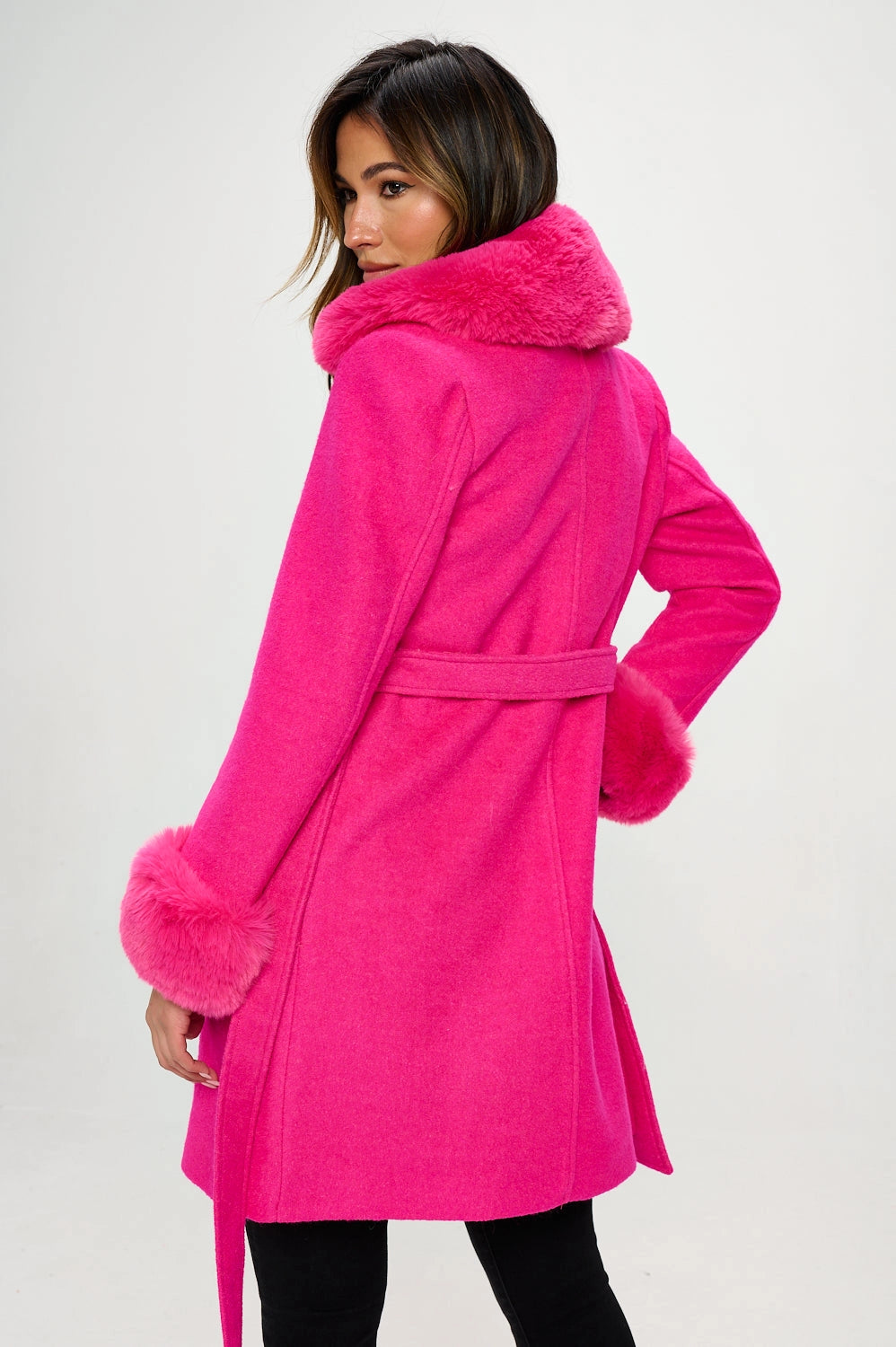 W428L3 - Faux Fur Trimmed Enchantment Coat-07-Coats/Outerwear-LA Coalition-Krista Anne's Boutique, Women's Fashion and Accessories Located in Oklahoma City, OK and Black Mountain, NC