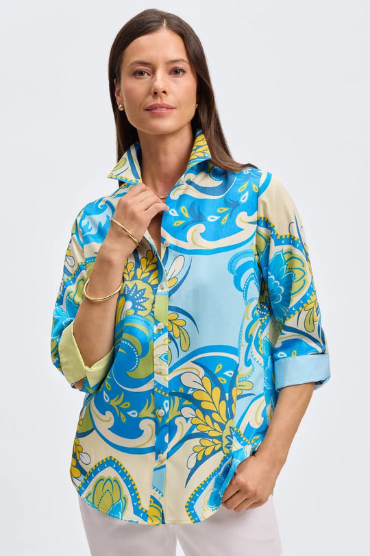 202889 - Margie 3/4 Sleeve Shirt-02-Tops/Blouses-Foxcroft-Krista Anne's Boutique, Women's Fashion and Accessories Located in Oklahoma City, OK and Black Mountain, NC