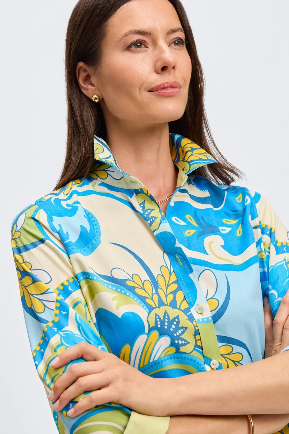202889 - Margie 3/4 Sleeve Shirt-02-Tops/Blouses-Foxcroft-Krista Anne's Boutique, Women's Fashion and Accessories Located in Oklahoma City, OK and Black Mountain, NC