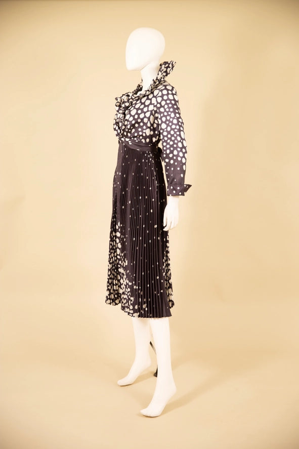 F25046 - Pleated Skirt Dotted Dress-06-Dresses/Jumpsuits-Samuel Dong-Krista Anne's Boutique, Women's Fashion and Accessories Located in Oklahoma City, OK and Black Mountain, NC