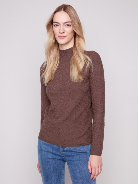 C2861-464A - Mock Neck Textured Sweater Knit-05-Sweaters-Charlie B.-Krista Anne's Boutique, Women's Fashion and Accessories Located in Oklahoma City, OK and Black Mountain, NC