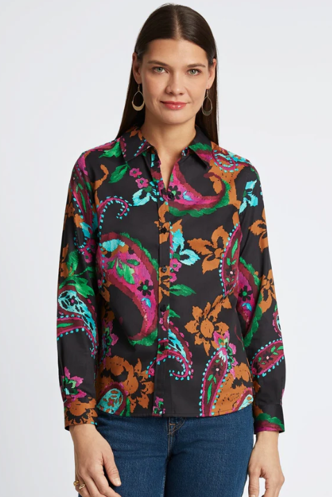 202541 - Hampton Long Sleeve Blouse-02-Tops/Blouses-Foxcroft-Krista Anne's Boutique, Women's Fashion and Accessories Located in Oklahoma City, OK and Black Mountain, NC