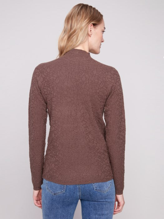 C2861-464A - Mock Neck Textured Sweater Knit-05-Sweaters-Charlie B.-Krista Anne's Boutique, Women's Fashion and Accessories Located in Oklahoma City, OK and Black Mountain, NC