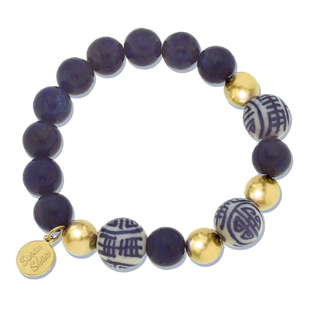 2300 - Porcelain Bead Stretch Bracelet-10-Jewelry-Susan Shaw-Krista Anne's Boutique, Women's Fashion and Accessories Located in Oklahoma City, OK and Black Mountain, NC