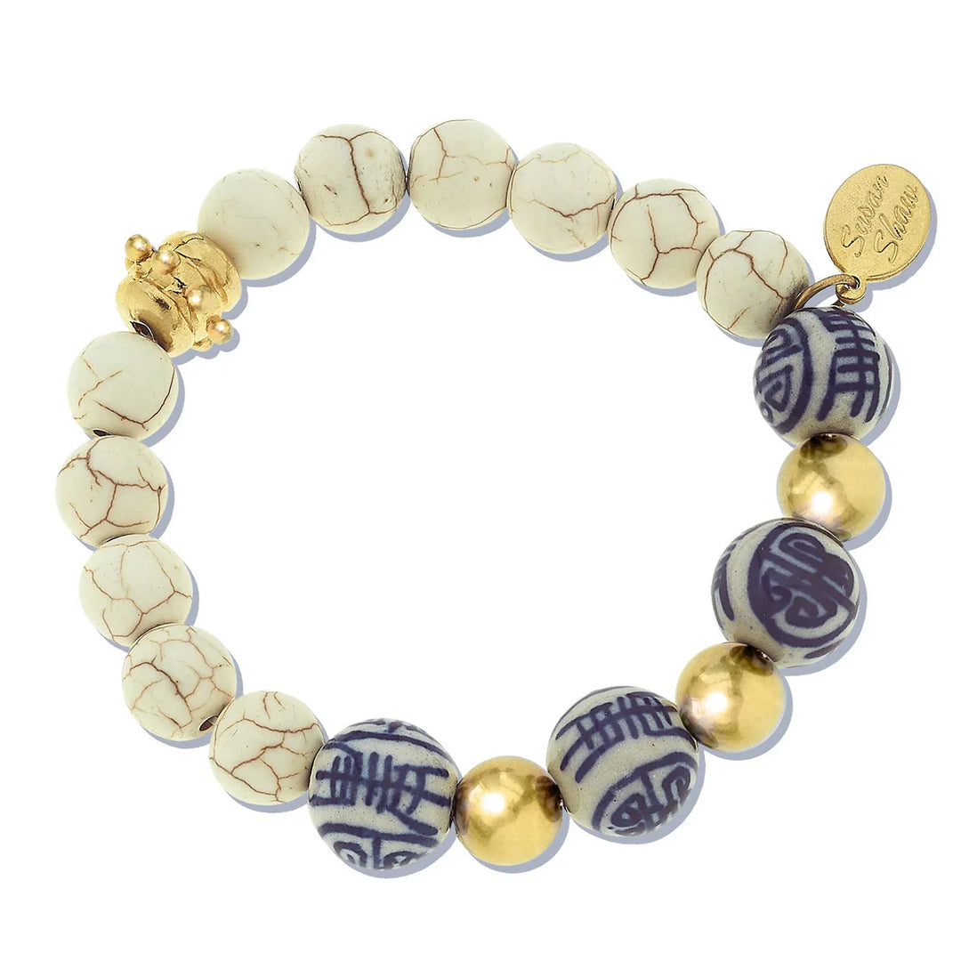 2300 - Porcelain Bead Stretch Bracelet-10-Jewelry-Susan Shaw-Krista Anne's Boutique, Women's Fashion and Accessories Located in Oklahoma City, OK and Black Mountain, NC