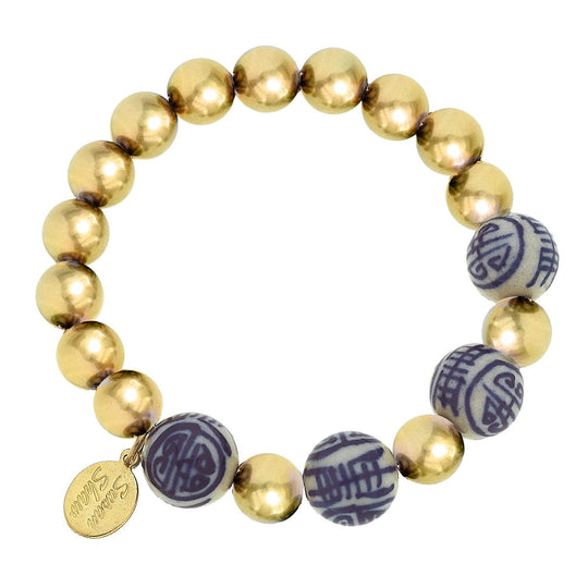 2300 - Porcelain Bead Stretch Bracelet-10-Jewelry-Susan Shaw-Krista Anne's Boutique, Women's Fashion and Accessories Located in Oklahoma City, OK and Black Mountain, NC