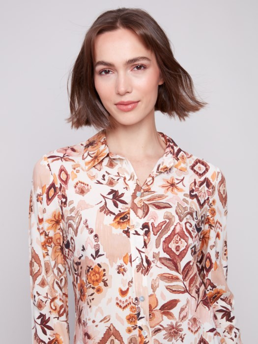 C4252Y-634A - Long Sleeve Button Down Shirt-02-Tops/Blouses-Charlie B.-Krista Anne's Boutique, Women's Fashion and Accessories Located in Oklahoma City, OK and Black Mountain, NC
