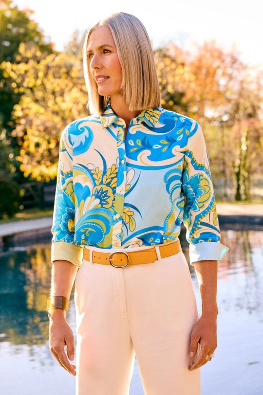 202889 - Margie 3/4 Sleeve Shirt-02-Tops/Blouses-Foxcroft-Krista Anne's Boutique, Women's Fashion and Accessories Located in Oklahoma City, OK and Black Mountain, NC