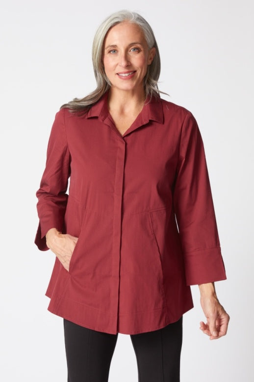 15019 - Perfect Travel Hidden Placket Shirt-02-Tops/Blouses-Habitat-Krista Anne's Boutique, Women's Fashion and Accessories Located in Oklahoma City, OK and Black Mountain, NC