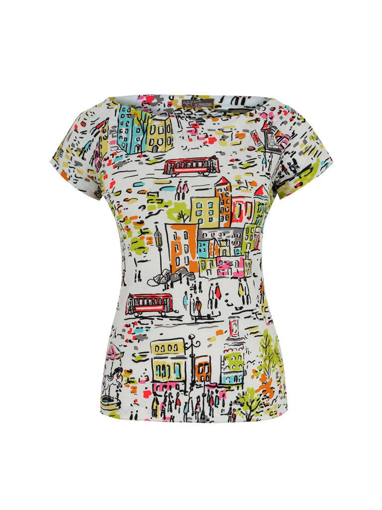 2500 - City Stroll Art Tee-03-Tees/Tanks-Dolcezza-Krista Anne's Boutique, Women's Fashion and Accessories Located in Oklahoma City, OK and Black Mountain, NC