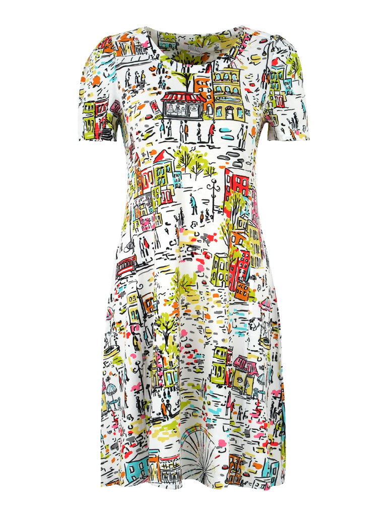 2501 - City Stroll Art Dress-06-Dresses/Jumpsuits-Dolcezza-Krista Anne's Boutique, Women's Fashion and Accessories Located in Oklahoma City, OK and Black Mountain, NC