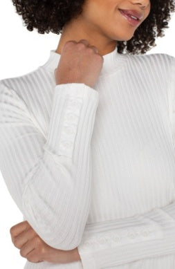 LM8J03K61 - Mock Neck Top w/ Button Detail-02-Tops/Blouses-Liverpool-Krista Anne's Boutique, Women's Fashion and Accessories Located in Oklahoma City, OK and Black Mountain, NC