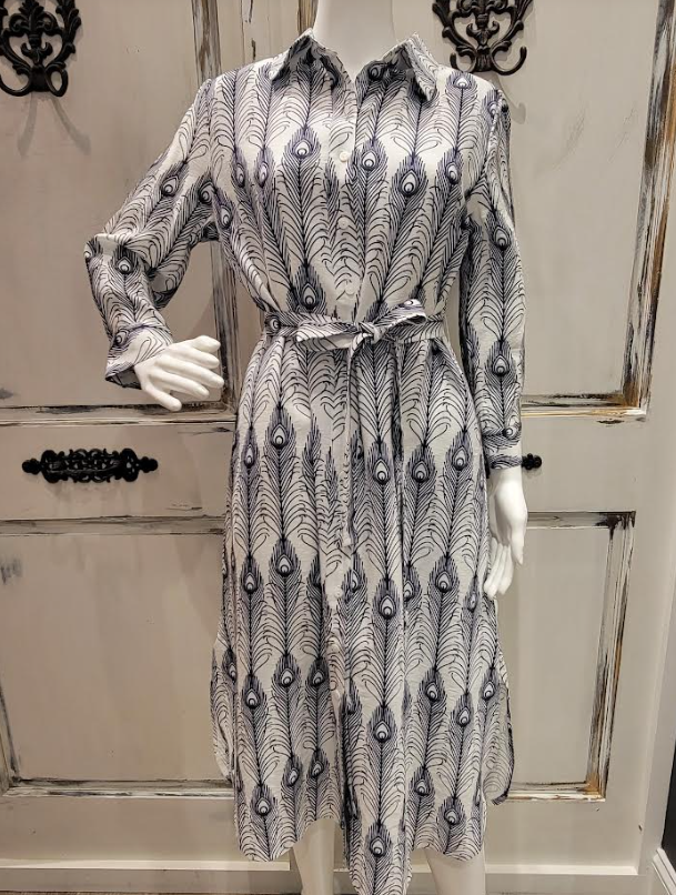 2043107 - Peacock Feather Print Dress