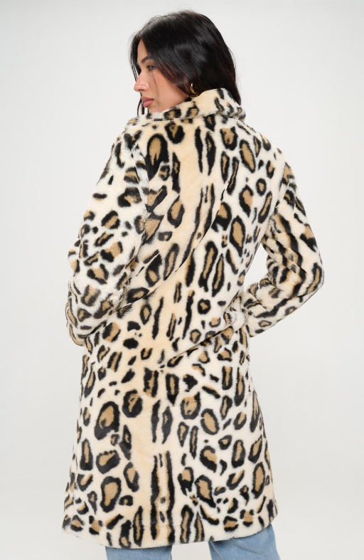 FB259L1 - Leopard Print Fluffy Coat-07-Coats/Outerwear-B Coature-Krista Anne's Boutique, Women's Fashion and Accessories Located in Oklahoma City, OK and Black Mountain, NC