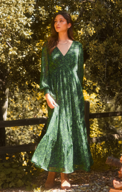 99762 - Lily Print Long Sleeve Maxi Dress-06-Dresses/Jumpsuits-Aslan Rose-Krista Anne's Boutique, Women's Fashion and Accessories Located in Oklahoma City, OK and Black Mountain, NC