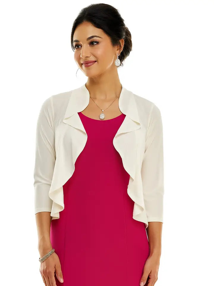 L11490F - Knit Open Front Ruffle Bolero-01-Jackets/Blazers-Pine Apparel-Krista Anne's Boutique, Women's Fashion and Accessories Located in Oklahoma City, OK and Black Mountain, NC