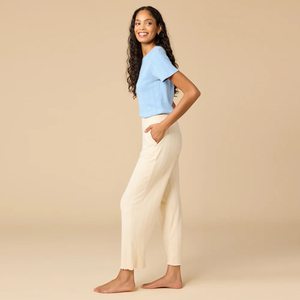 2800-2 - Pointelle Cropped Pant with Lettuce Edging-04-Bottoms-Softies-Krista Anne's Boutique, Women's Fashion and Accessories Located in Oklahoma City, OK and Black Mountain, NC