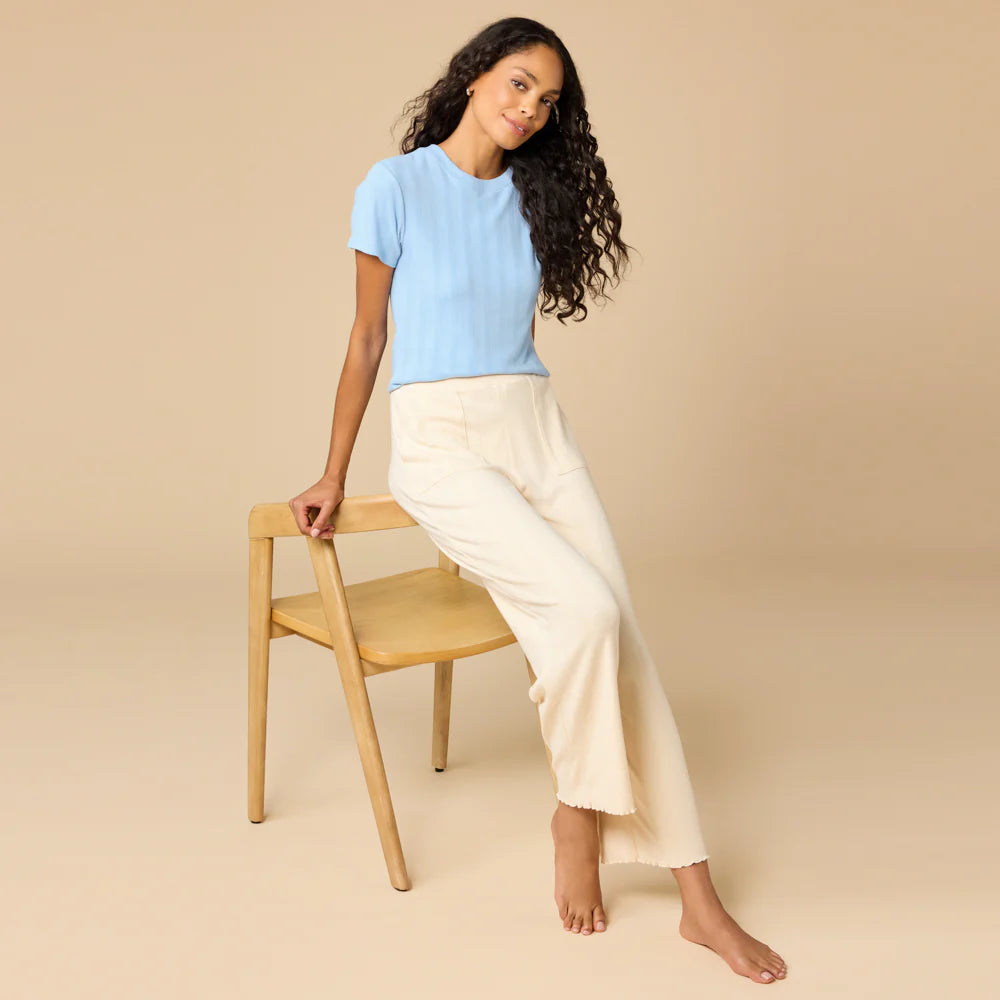 2800-2 - Pointelle Cropped Pant with Lettuce Edging-04-Bottoms-Softies-Krista Anne's Boutique, Women's Fashion and Accessories Located in Oklahoma City, OK and Black Mountain, NC