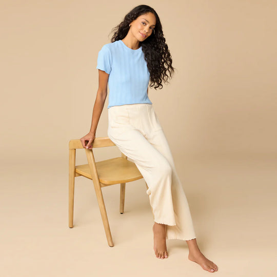 2800-2 - Pointelle Cropped Pant with Lettuce Edging-04-Bottoms-Softies-Krista Anne's Boutique, Women's Fashion and Accessories Located in Oklahoma City, OK and Black Mountain, NC