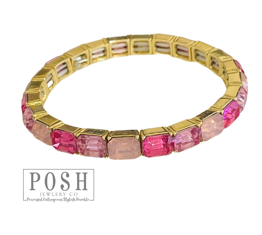 9PB053 - Rectangle rhinestone bracelet-10-Jewelry-Pink Panache Brands-Krista Anne's Boutique, Women's Fashion and Accessories Located in Oklahoma City, OK and Black Mountain, NC