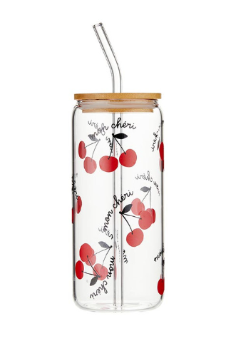 P2303 - Glass Tumbler w/ Straw and Lid-12-Gifts-Bella Apparel-Krista Anne's Boutique, Women's Fashion and Accessories Located in Oklahoma City, OK and Black Mountain, NC