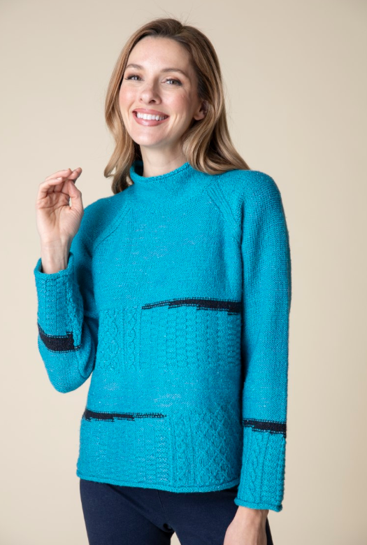 89101 - Mixed Cable Stitch Pullover-05-Sweaters-Habitat-Krista Anne's Boutique, Women's Fashion and Accessories Located in Oklahoma City, OK and Black Mountain, NC