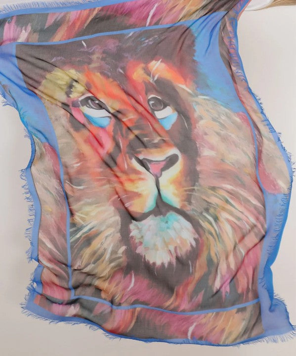 D-1005 - "Lion Gracious and Compassionate" Silk Blend Scarf-08-Scarves/Wraps-Love's Pure Light-Krista Anne's Boutique, Women's Fashion and Accessories Located in Oklahoma City, OK and Black Mountain, NC