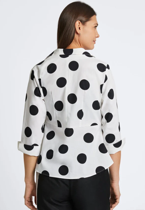 202764 - Salina Polka Dot Blouse-02-Tops/Blouses-Foxcroft-Krista Anne's Boutique, Women's Fashion and Accessories Located in Oklahoma City, OK and Black Mountain, NC