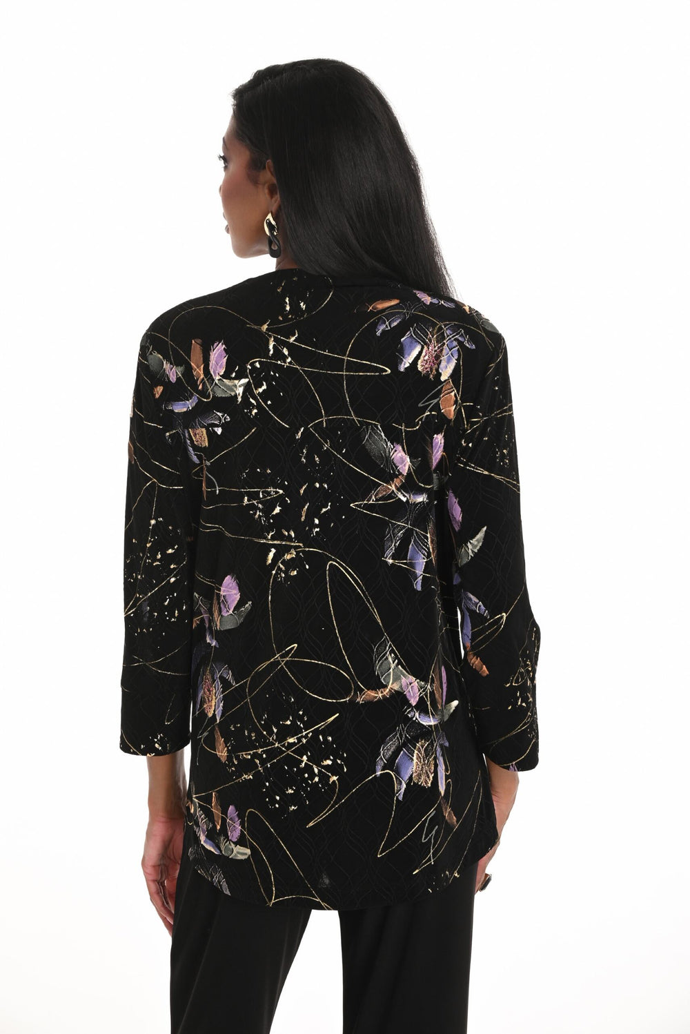 259163 - Abstract Floral Jacket with Gold Accent-01-Jackets/Blazers-Frank Lyman-Krista Anne's Boutique, Women's Fashion and Accessories Located in Oklahoma City, OK and Black Mountain, NC