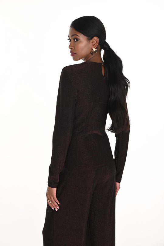 259296 - Shimmer Twist Waist Top-02-Tops/Blouses-Frank Lyman-Krista Anne's Boutique, Women's Fashion and Accessories Located in Oklahoma City, OK and Black Mountain, NC