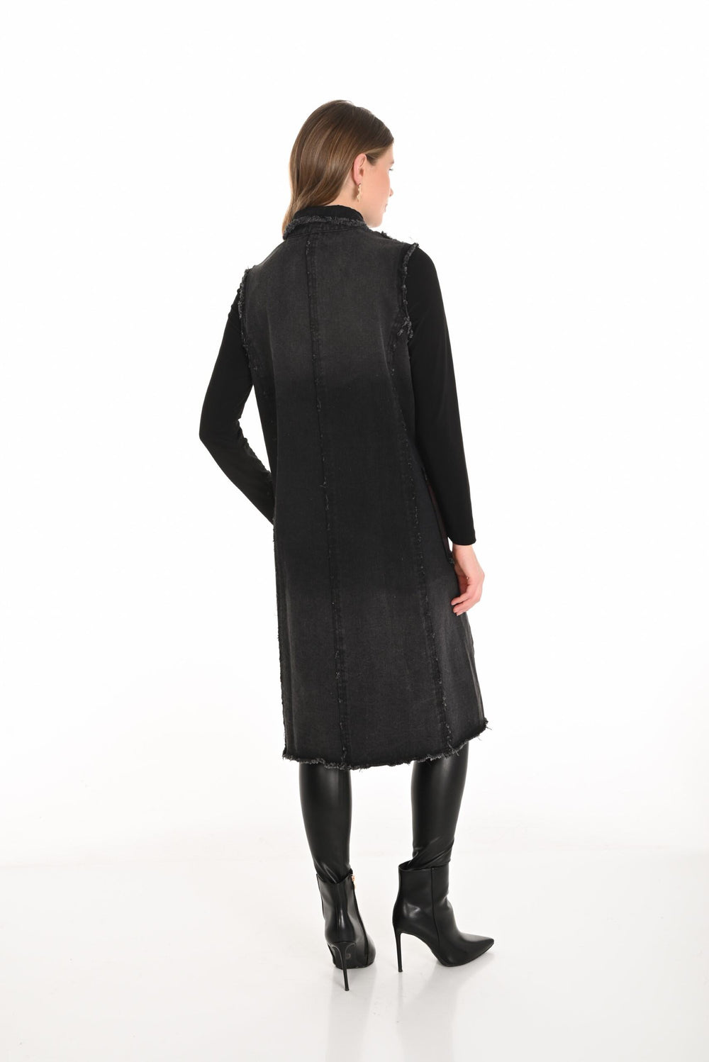 253762 - Metallic Accent Long Vest-01-Jackets/Blazers-Frank Lyman-Krista Anne's Boutique, Women's Fashion and Accessories Located in Oklahoma City, OK and Black Mountain, NC