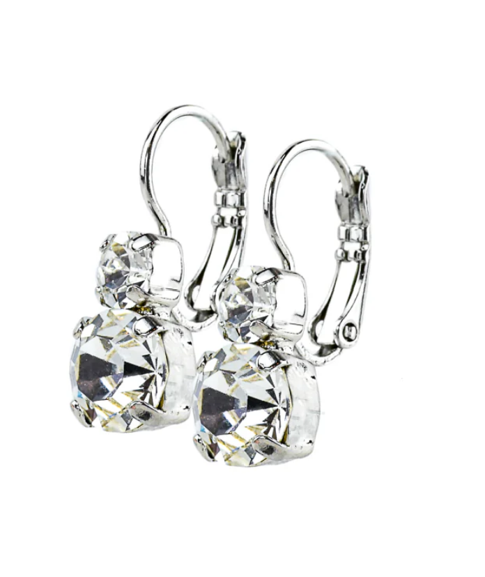 E-1190-001 - Medium Double Stone Leverback Earrings-10-Jewelry-Mariana-Krista Anne's Boutique, Women's Fashion and Accessories Located in Oklahoma City, OK and Black Mountain, NC