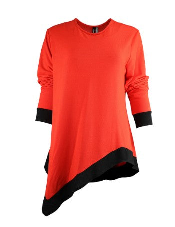 1Z2173 - Asymmetrical Tunic with Contrast Hem-05-Sweaters-Ravel-Krista Anne's Boutique, Women's Fashion and Accessories Located in Oklahoma City, OK and Black Mountain, NC