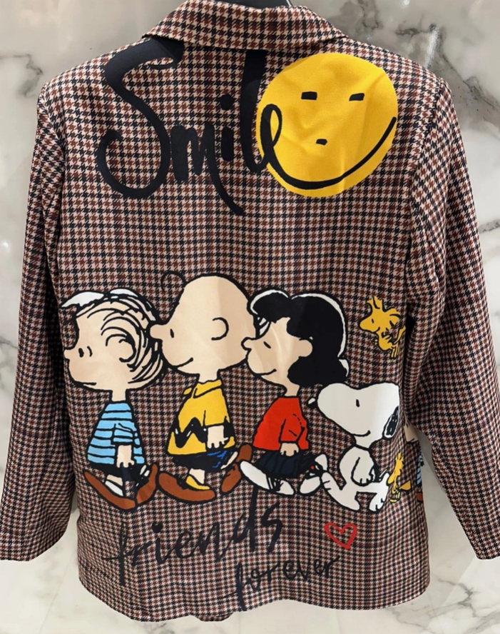 Oversized Peanuts Blazer-01-Jackets/Blazers-Loowie-Krista Anne's Boutique, Women's Fashion and Accessories Located in Oklahoma City, OK and Black Mountain, NC